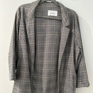 Stradivarius Plaid Cotton Blazer